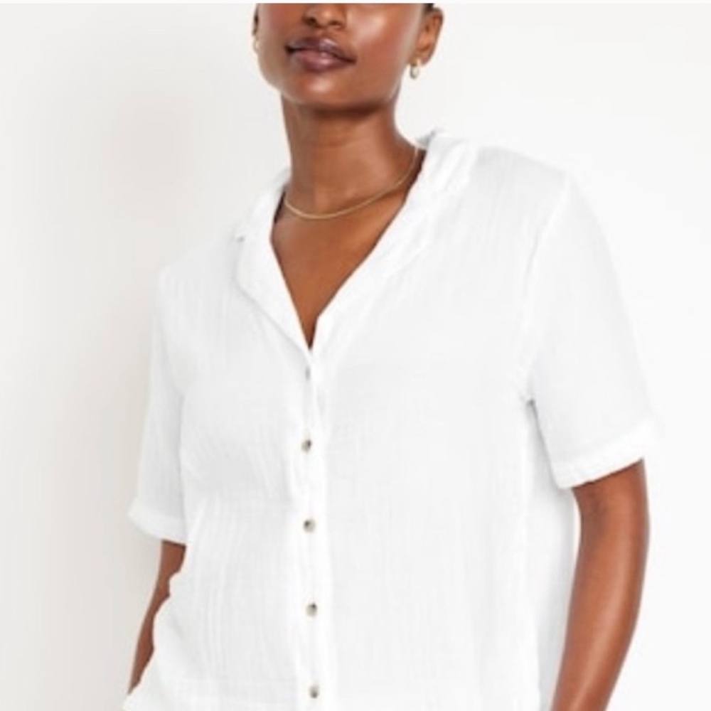 Old Navy White crinkle linen shirt